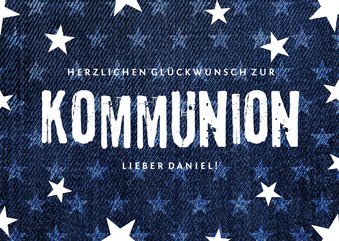 Gratulationskarte Kommunion Sterne & Jeans