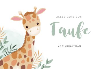 Gratulationskarte Taufe kleine Giraffe