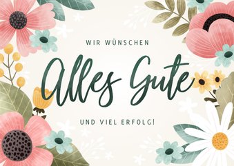 Grußkarte Alles Gute mit Blumenmuster