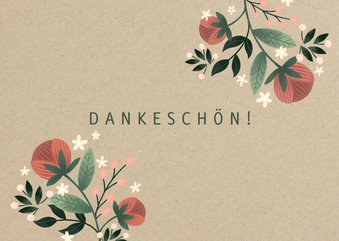 Grußkarte Dankeschön Blumen auf Kraftpapier