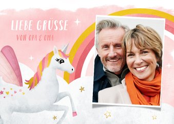 Grußkarte für Kinder Einhorn mit Foto