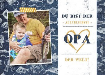 Grußkarte für Opa Foto & Fische