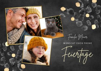 Grußkarte Weihnachten Fotocollage Goldblätter