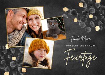 Grußkarte Weihnachten Fotocollage Goldblätter