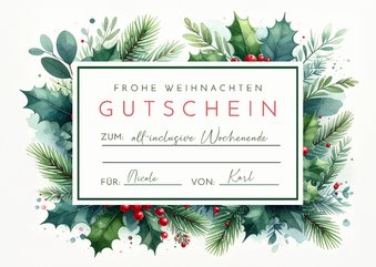 Gutscheinkarte Weihnachten Mistelzweige botanisch
