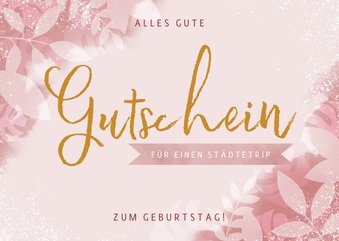 Gutscheinkarte zum Geburtstag rosa Blumen