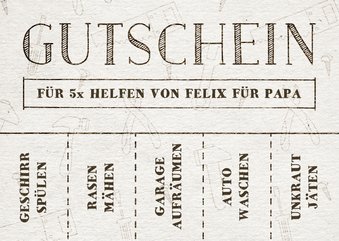 Gutscheinkarte zum Vatertag für 5x Hilfe