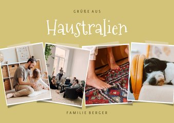 Humorvolle Urlaubskarte 'Haustralien' mit Fotocollage