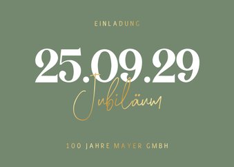 Jubiläumskarte Datum & Goldschrift