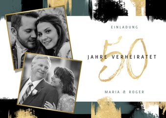 Jubiläumskarte Goldhochzeit Fotos & Farbstreifen