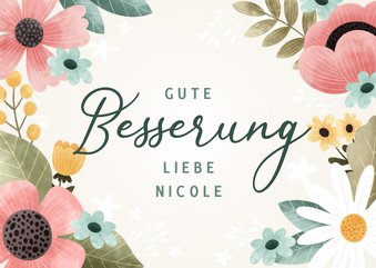 Karte Gute Besserung Frühlingsblumen