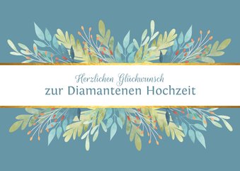 Klassische Karte Glückwunsch Diamantene Hochzeit mit Zweigen