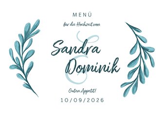 Menükarte zur Hochzeit mit gemalten Zweigen