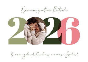 Neujahrsgruß 2026 bunte Zahlen mit Foto