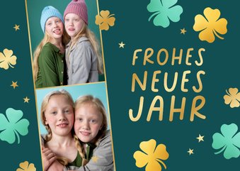 Neujahrsgrußkarte eigene Fotos Glücksklee