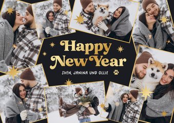 Neujahrskarte Fotocollage 8 Fotos 'Happy New Year'