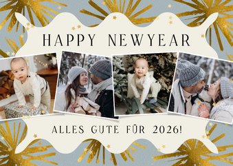 Neujahrskarte Fotoreihe und Sterne