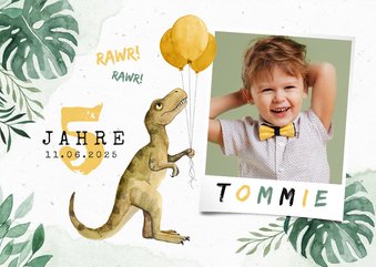 Niedliche Einladung 5. Kindergeburtstag - Dinosaurierparty 