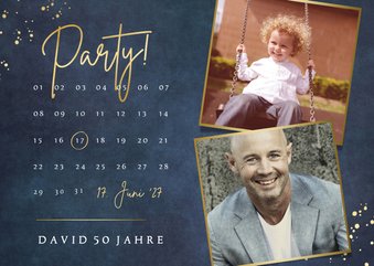 Partyeinladung Geburtstag blau Kalender & Fotos