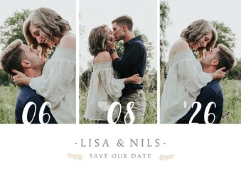 Save-the-Date-Karte zur Hochzeit mit eigenem Foto und Herzen