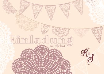 Spitze und Wimpel Hochzeitseinladung