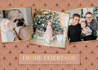 Stilvolle Weihnachtskarte altrosa mit drei eigenen Fotos