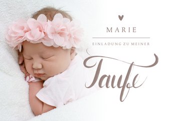 Taufeinladung Foto & Schreibschrift rosé