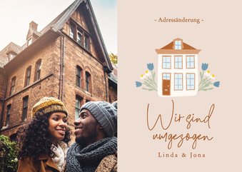 Umzugskarte Haus Blumen mit Foto Adressänderung