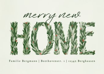 Umzugskarte Tannenzweige Weihnachten 'Happy New Home' grün
