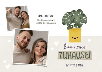 Umzugskarte Topfpflanze & Fotocollage