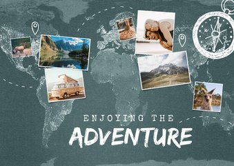 Urlaubskarte Weltreise 'Enjoying the adventure' mit Fotos