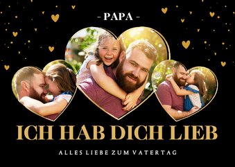 Vatertagkarte Fotocollage in Herzen auf Schwarz