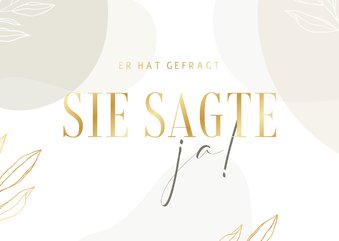 Verlobungskarte 'Sie sagte ja!' elegant & abstrakt