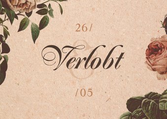 Verlobungskarte Vintagerosen auf Kraftpapier