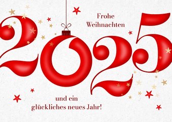 Weihnachts-/Neujahrskarte 2025 mit Weihnachtskugel