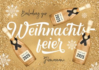 Weihnachtsfeier Firma Einladung mit Sektflaschen