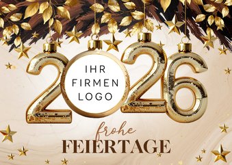 Weihnachtskarte 2026 Folienballons brauner Zweig Logo