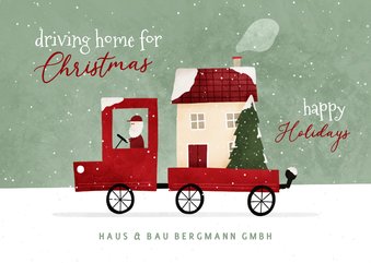 Weihnachtskarte 'Driving home for Christmas' Haus & Bau