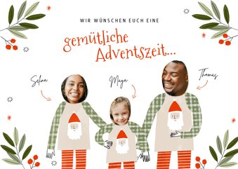 Weihnachtskarte Familie im Schlafanzug