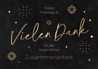 Weihnachtskarte Firma 'Vielen Dank' Goldsterne