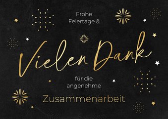 Weihnachtskarte Firma 'Vielen Dank' Goldsterne