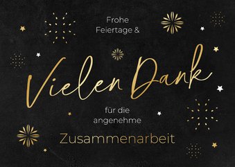 Weihnachtskarte Firma 'Vielen Dank' Goldsterne