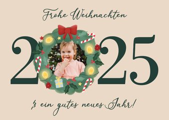 Weihnachtskarte Foto 2025 mit Kranz 