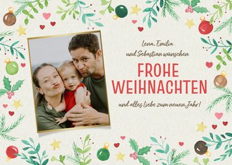 Weihnachtskarte Foto fröhliche Weihnachtssymbole