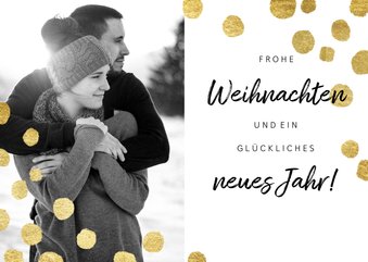 Weihnachtskarte Foto schwarzweiß mit Goldkonfetti