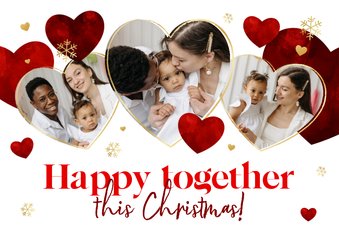 Weihnachtskarte Fotoherzen 'Happy together'