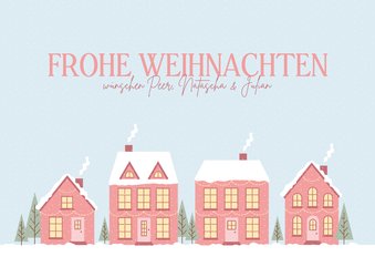 Weihnachtskarte Häuserreihe im Schnee