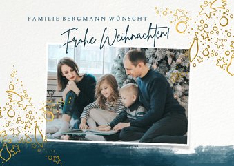 Weihnachtskarte mit Foto und Stern im Gold-Look