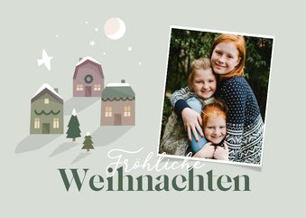 Weihnachtskarte mit Foto und Weihnachtshäusern