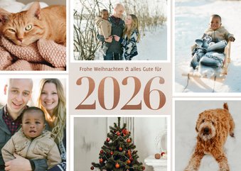 Weihnachtskarte moderne Fotocollage mit Jahreszahl